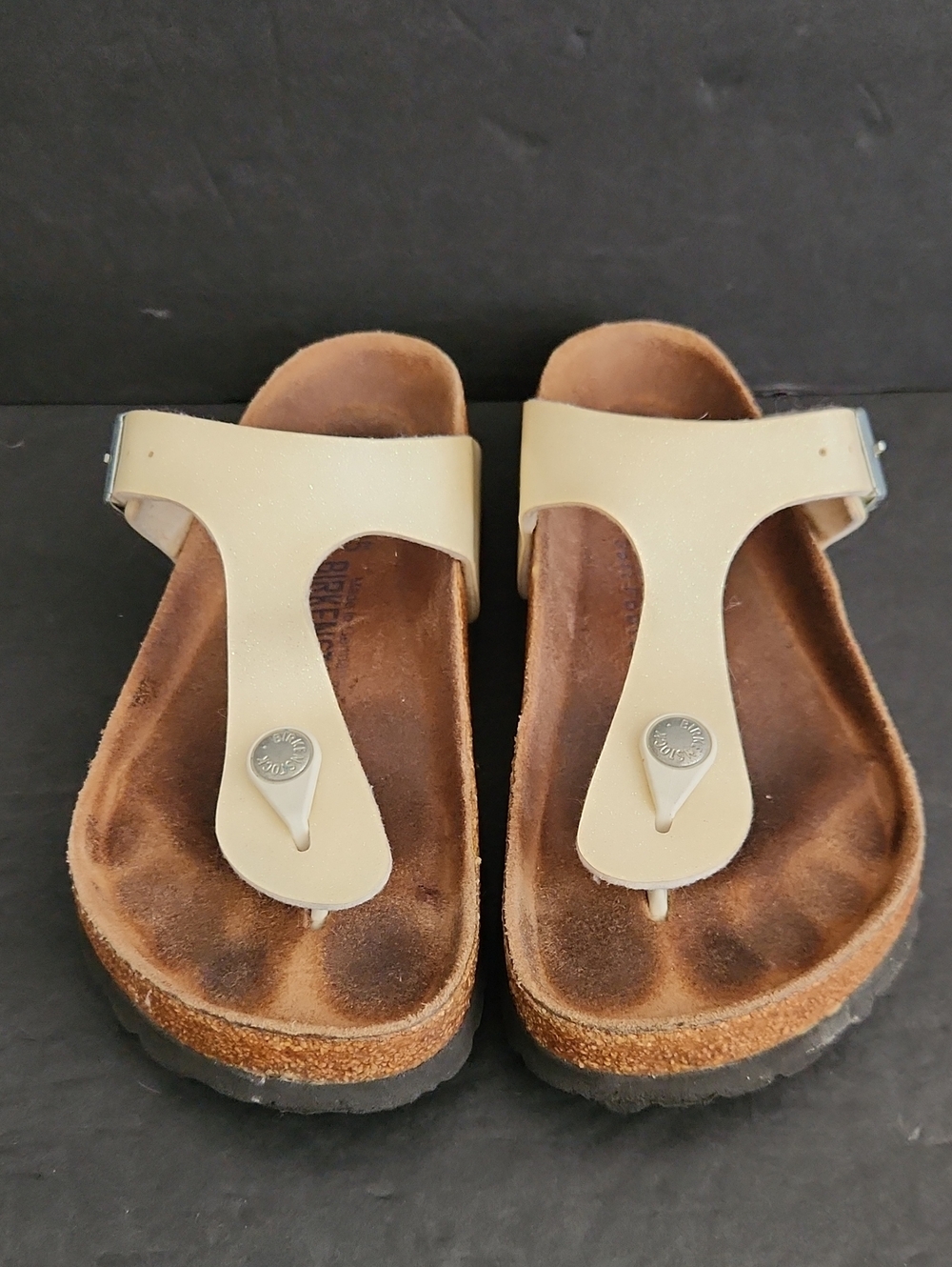 Birkenstock Cream T-Strap Sandals Size 35 US 4-4.5